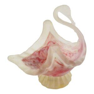 Vintage Italian Dei Maestri Murano Frosted Glass Swan Trinket Dish